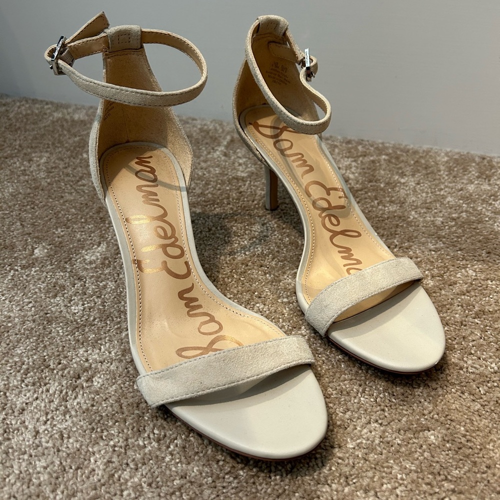Sam Edelman Beige Ankle Strap Heels